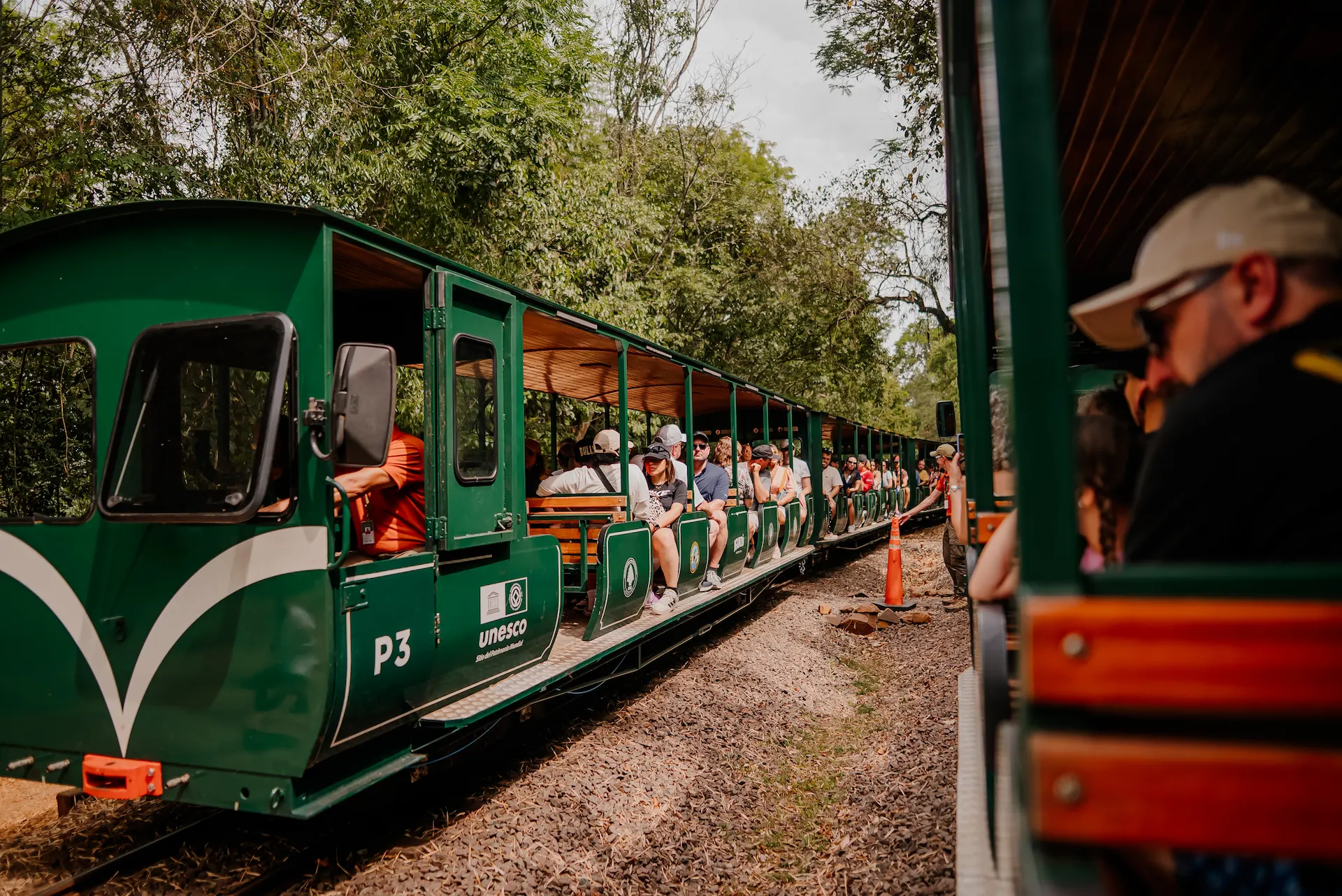 The narrow-gauge Ecological Jungle Train that carries visitors to the Devil's Throat station