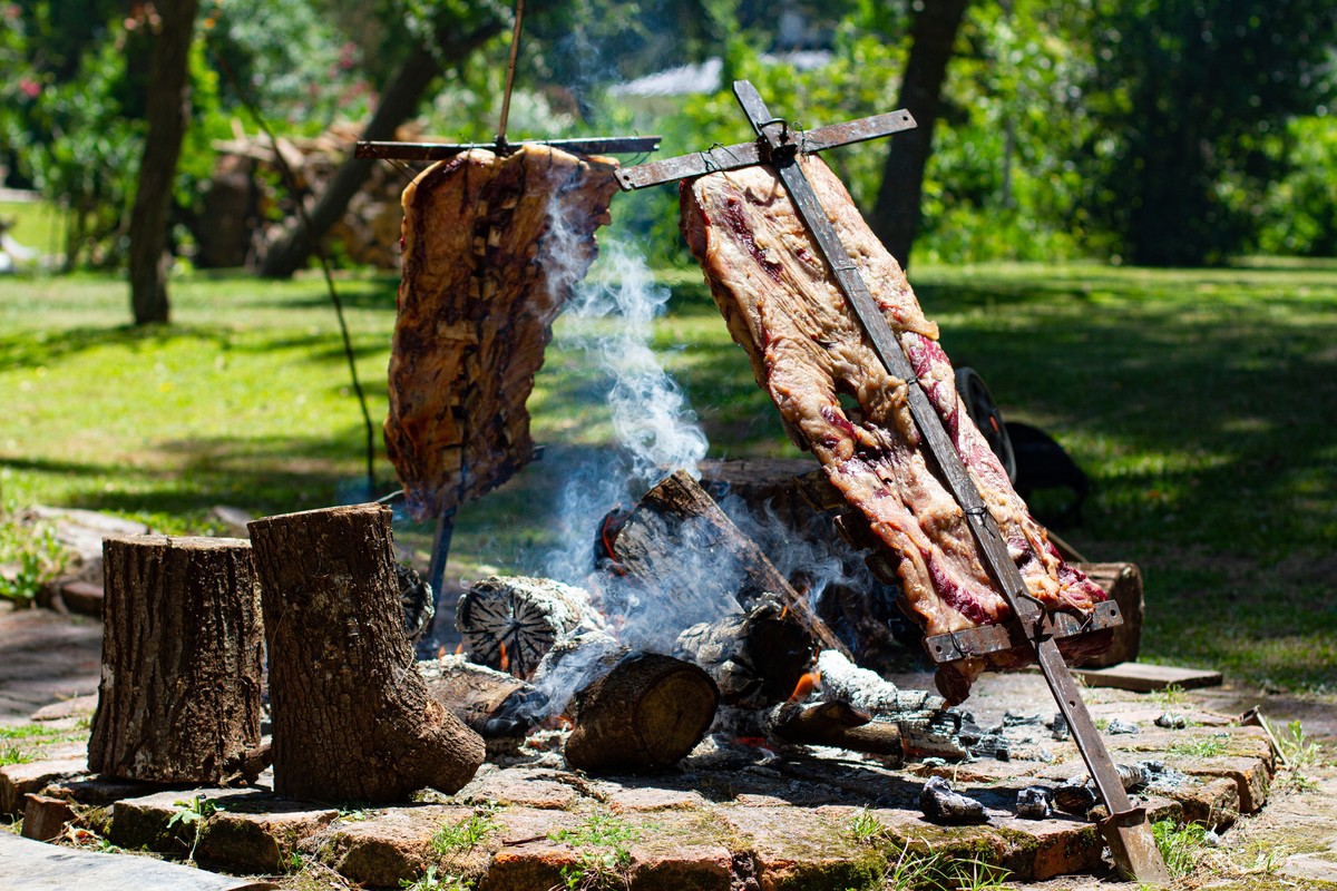 A traditional Argentine asado at an estancia in the Buenos Aires pampas